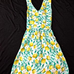 Elle Lemon Print Midi Dress - Yellow and Green